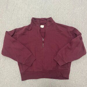 a new day quarter zip sweatshirt maroon size small